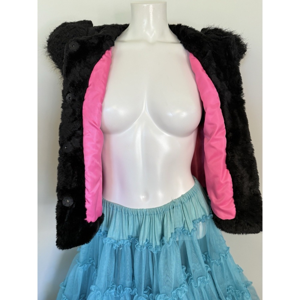 Vintage Women's Skaist Taylor Neiman Marcus Faux Fur‎ Vest Black Medium Pockets - Picture 9 of 16
